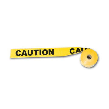 Желтый предупреждающий лента с осторожностью печать
